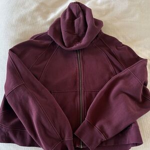 lululemon athletica Burgundy Zip-Up Hooded Bomber Jacket